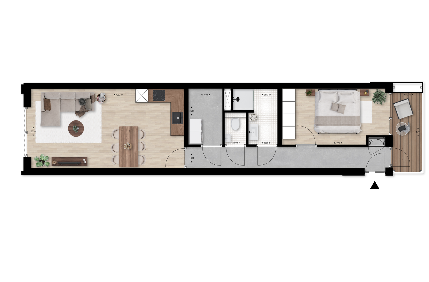 Sfeerplattegrond van appartement 1.1
